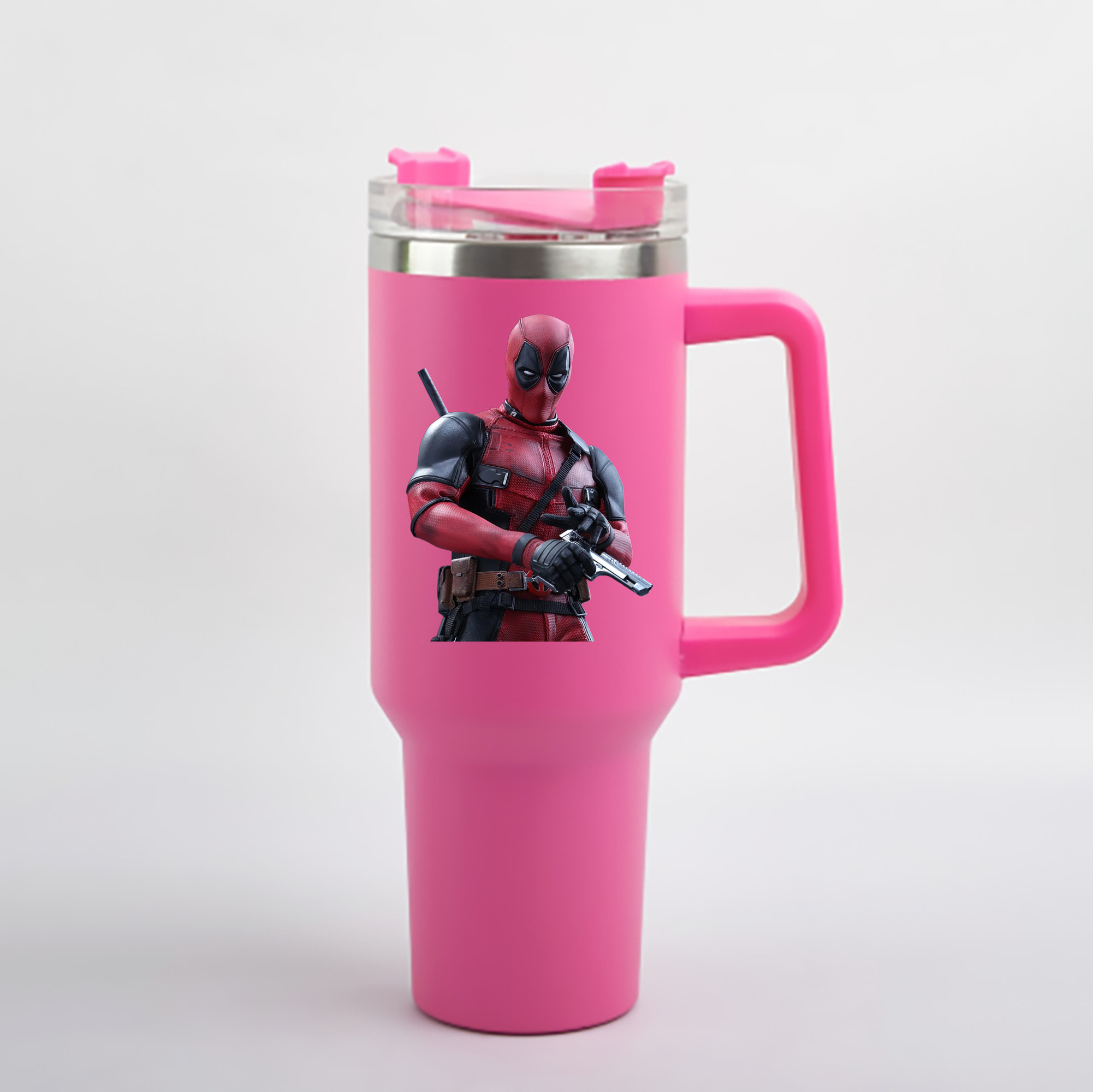 （画像用） Deadpool デッドプール 1200mL車用タンブラー - クリスタルステッカー（プラスチックストロー付き）